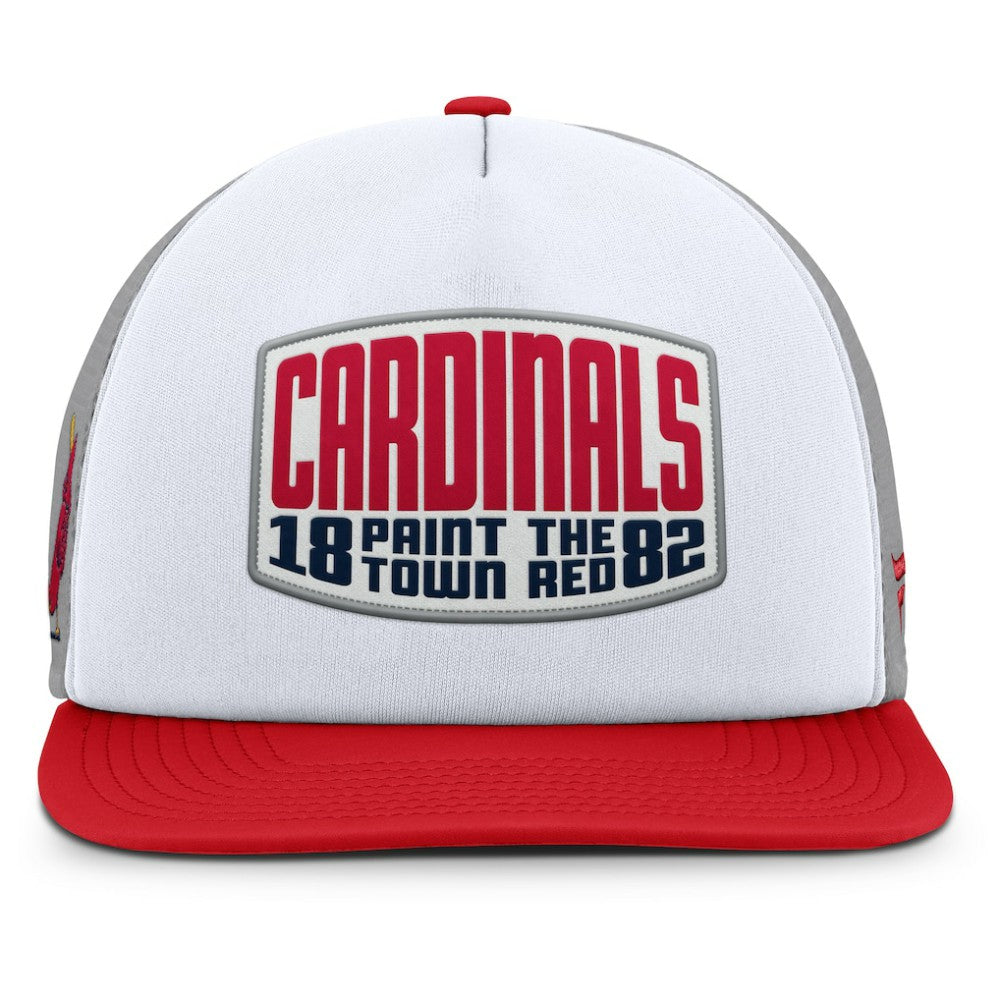 St. Louis Cardinals Fanatics Cranked Foam Front Patch Trucker Adjustable Hat - Gray/White - Fanatics Discount