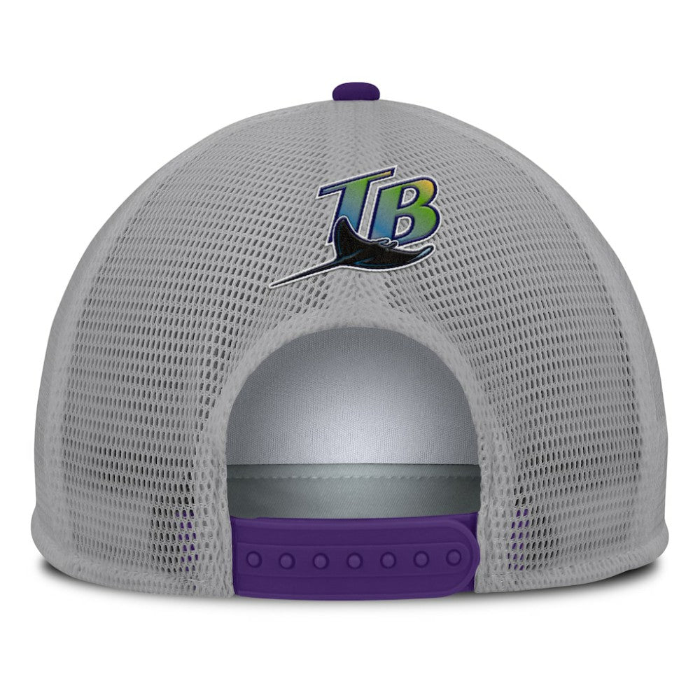 Tampa Bay Rays Fanatics Cranked Foam Front Patch Trucker Adjustable Hat - Gray/White - Fanatics Lifestyle
