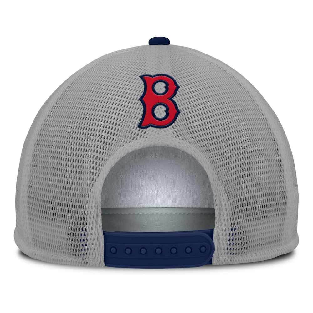 Boston Red Sox Fanatics Cranked Foam Front Patch Trucker Adjustable Hat - Gray/White - Fanatics Discount