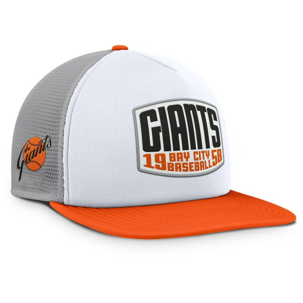 San Francisco Giants Fanatics Cranked Foam Front Patch Trucker Adjustable Hat - Gray/White - Fanatics on Sale