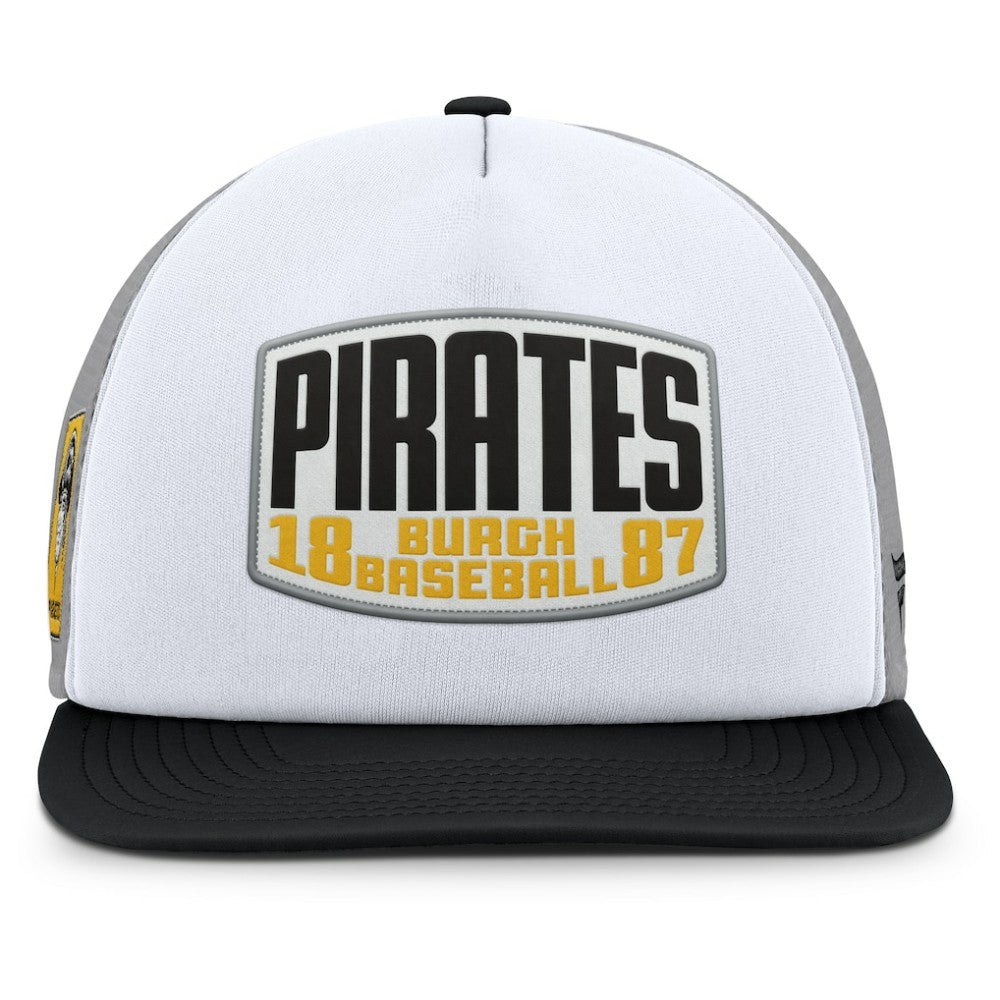 Pittsburgh Pirates Fanatics Cranked Foam Front Patch Trucker Adjustable Hat - Gray/White - Fanatics Discount