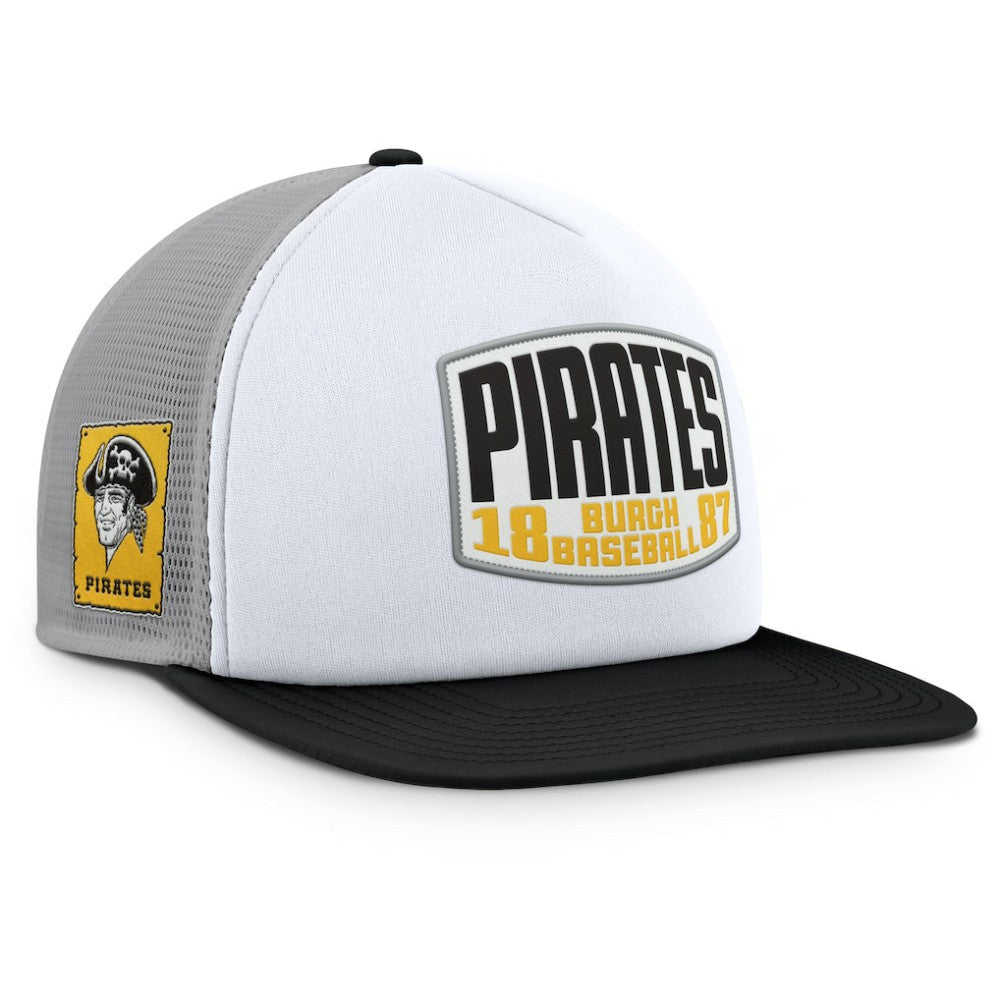Pittsburgh Pirates Fanatics Cranked Foam Front Patch Trucker Adjustable Hat - Gray/White - Fanatics Discount