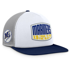 Seattle Mariners Fanatics Cranked Foam Front Patch Trucker Adjustable Hat - Gray/White - Fanatics on Sale