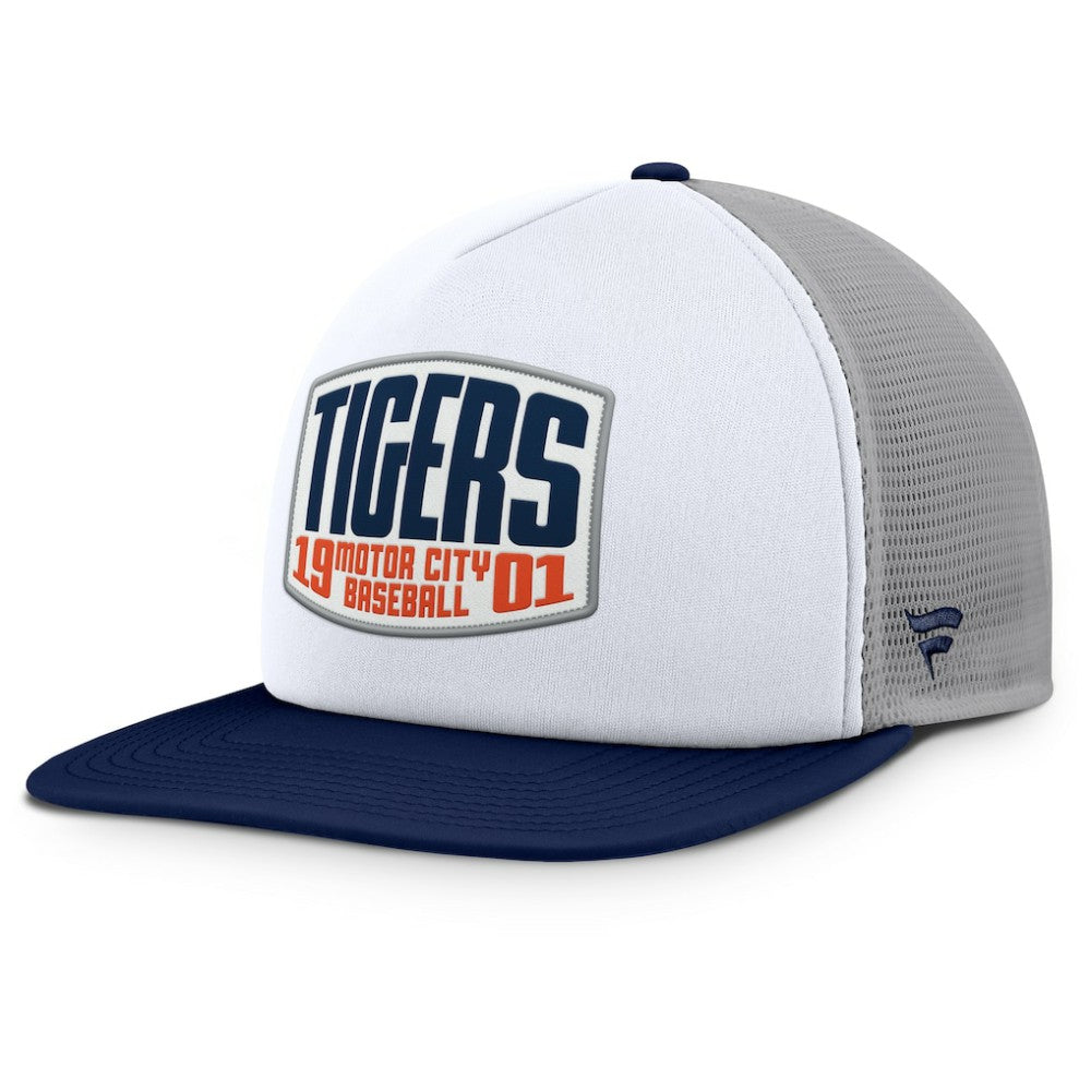 Detroit Tigers Fanatics Cranked Foam Front Patch Trucker Adjustable Hat - Gray/White - Fanatics Lifestyle