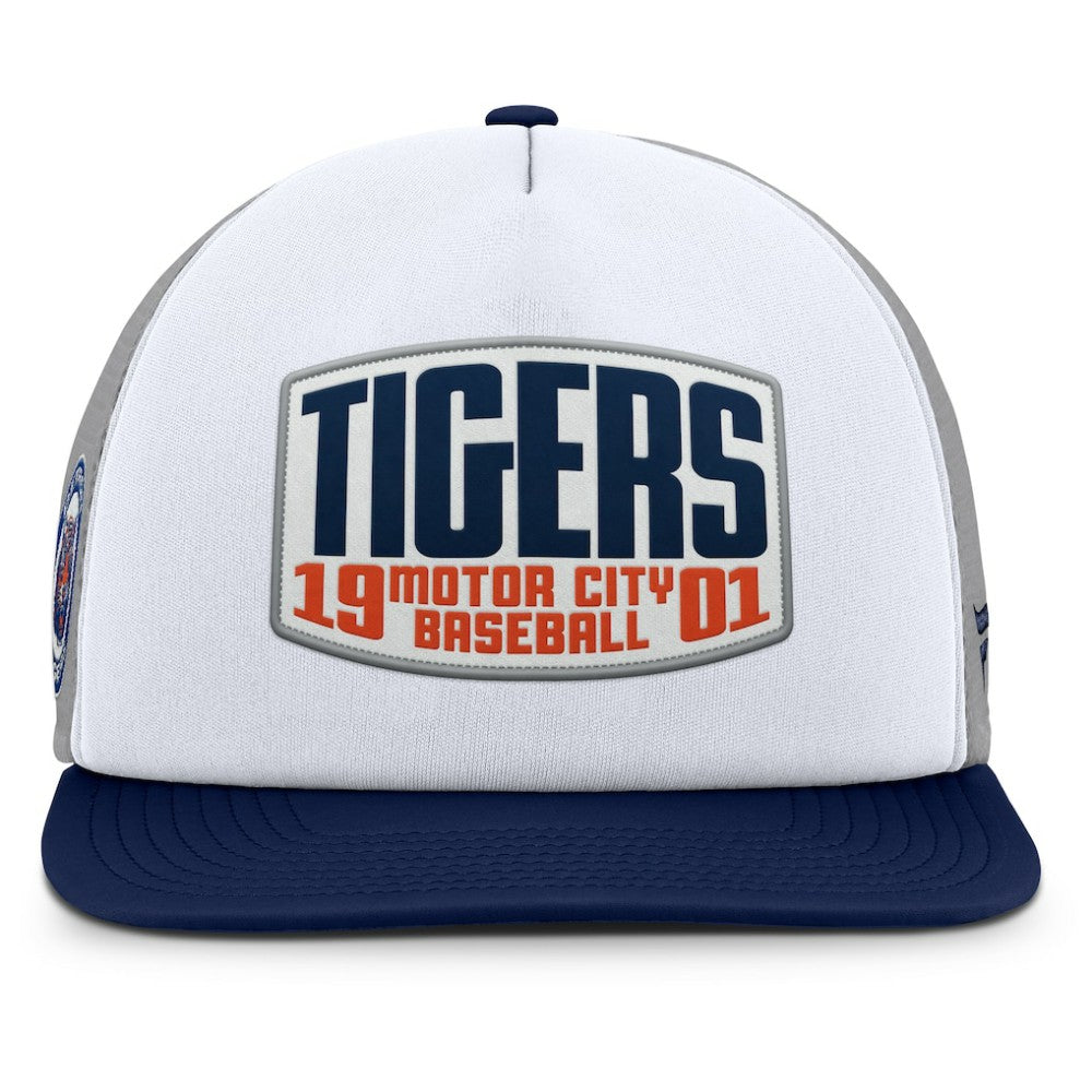 Detroit Tigers Fanatics Cranked Foam Front Patch Trucker Adjustable Hat - Gray/White - Fanatics Lifestyle