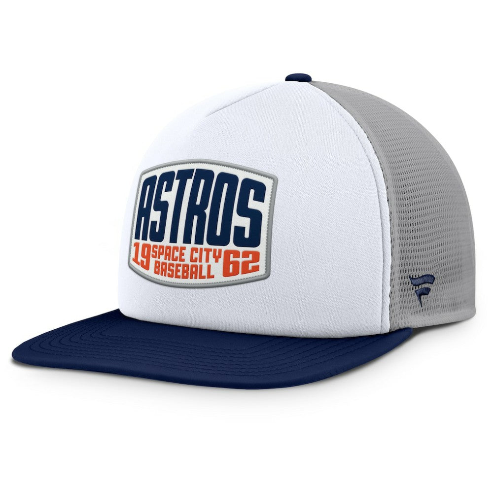 Houston Astros Fanatics Cranked Foam Front Patch Trucker Adjustable Hat - Gray/White - Fanatics Lifestyle