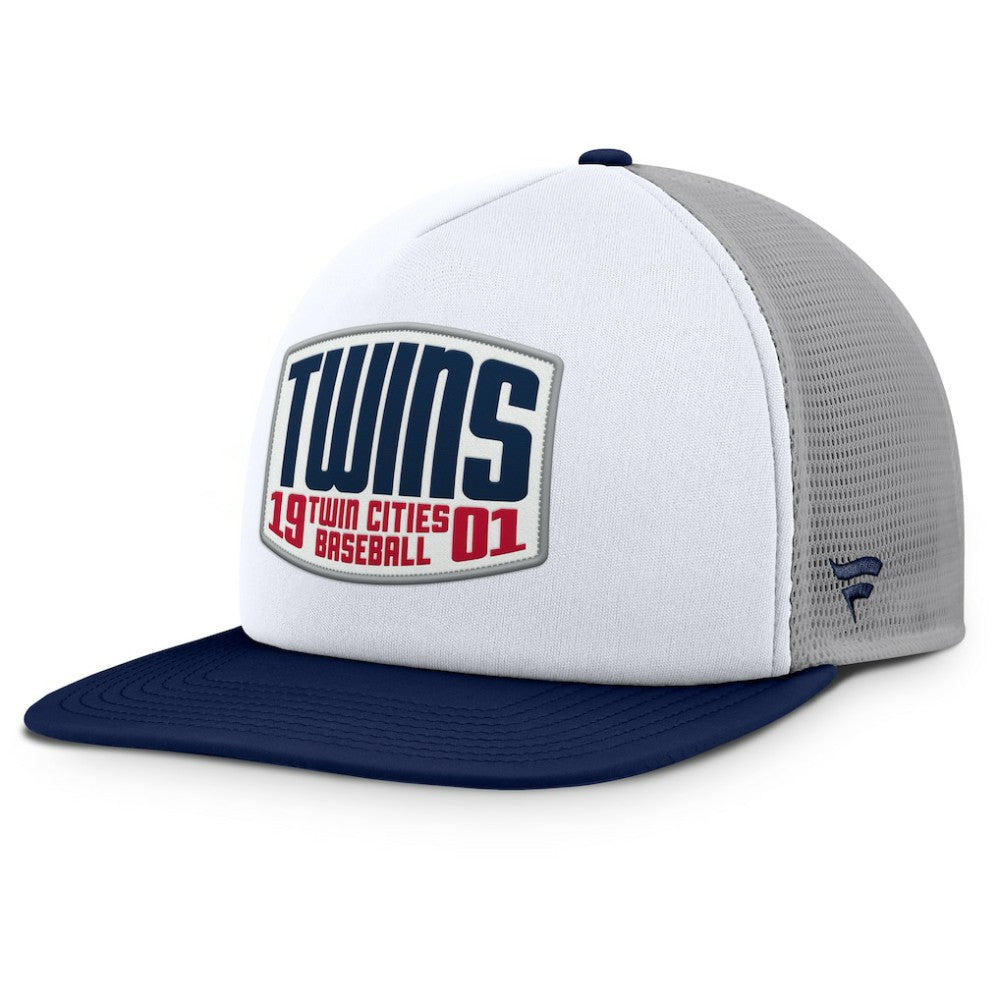 Minnesota Twins Fanatics Cranked Foam Front Patch Trucker Adjustable Hat - Gray/White - Fanatics Lifestyle