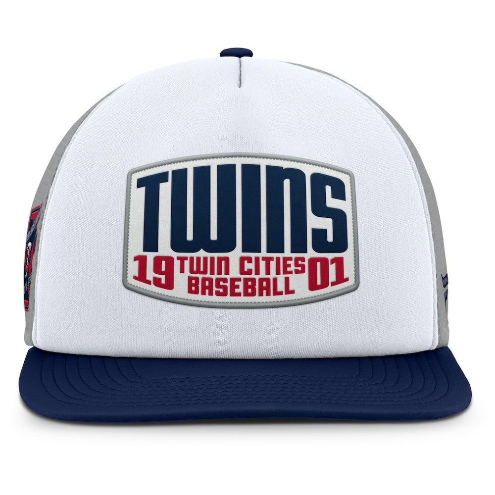 Minnesota Twins Fanatics Cranked Foam Front Patch Trucker Adjustable Hat - Gray/White - Fanatics Lifestyle