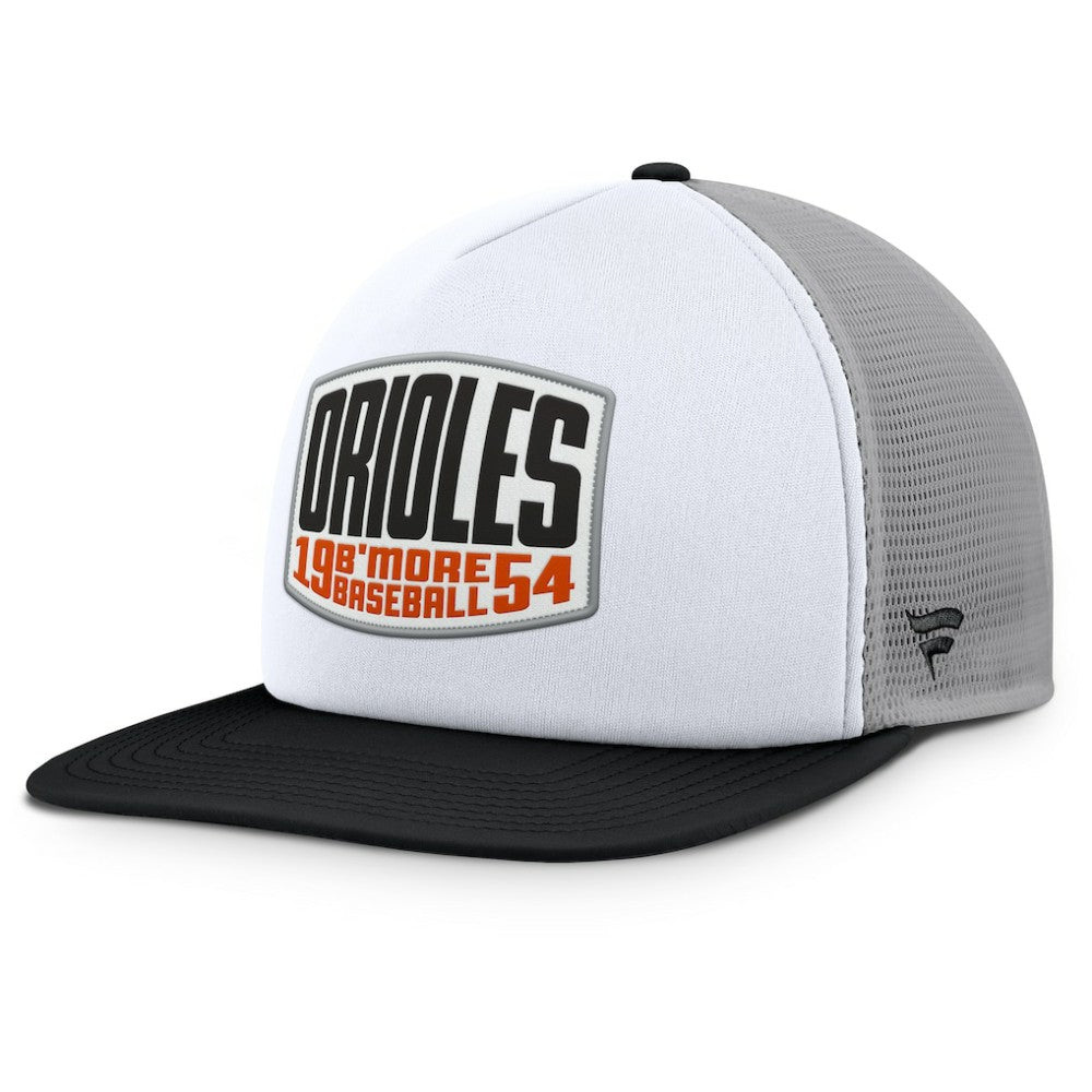 Baltimore Orioles Fanatics Cranked Foam Front Patch Trucker Adjustable Hat - Gray/White - Fanatics Online