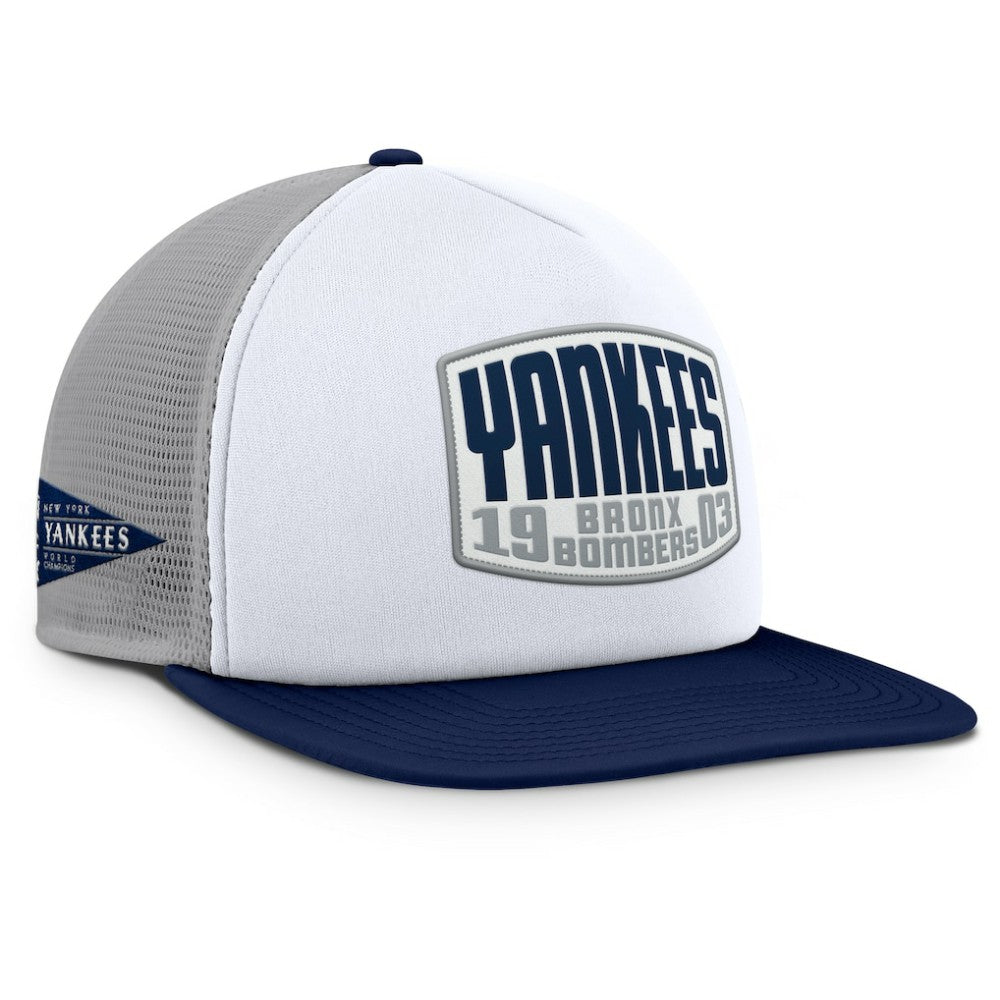 New York Yankees Fanatics Cranked Foam Front Patch Trucker Adjustable Hat - Gray/White - Fanatics Sale