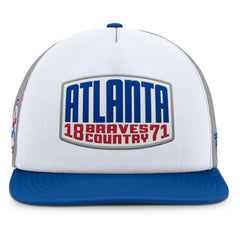 Atlanta Braves Fanatics Cranked Foam Front Patch Trucker Adjustable Hat - Gray/White - Fanatics Online