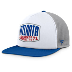 Atlanta Braves Fanatics Cranked Foam Front Patch Trucker Adjustable Hat - Gray/White - Fanatics Online