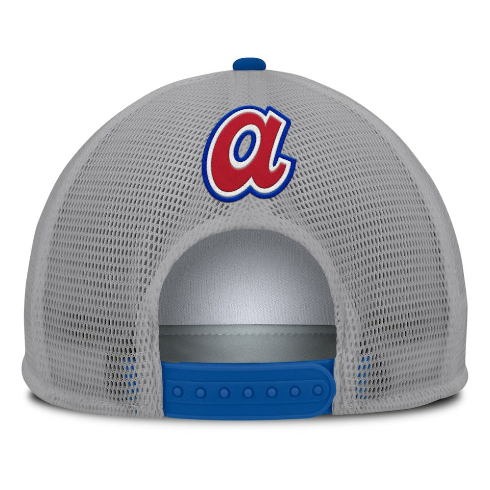 Atlanta Braves Fanatics Cranked Foam Front Patch Trucker Adjustable Hat - Gray/White - Fanatics Online