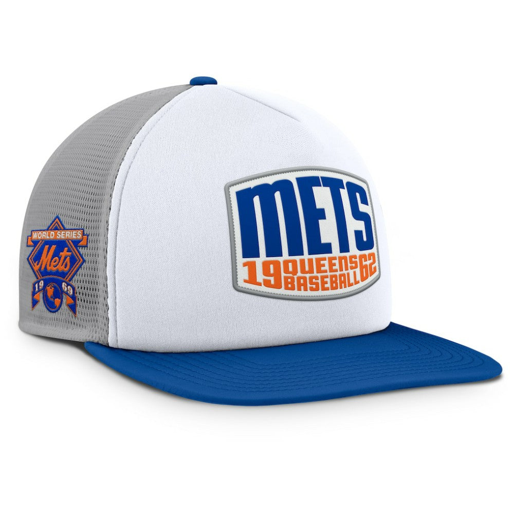 New York Mets Fanatics Cranked Foam Front Patch Trucker Adjustable Hat - Gray/White - Fanatics Lifestyle