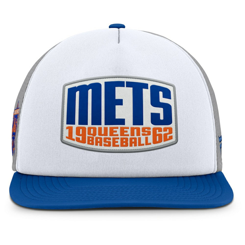 New York Mets Fanatics Cranked Foam Front Patch Trucker Adjustable Hat - Gray/White - Fanatics Lifestyle