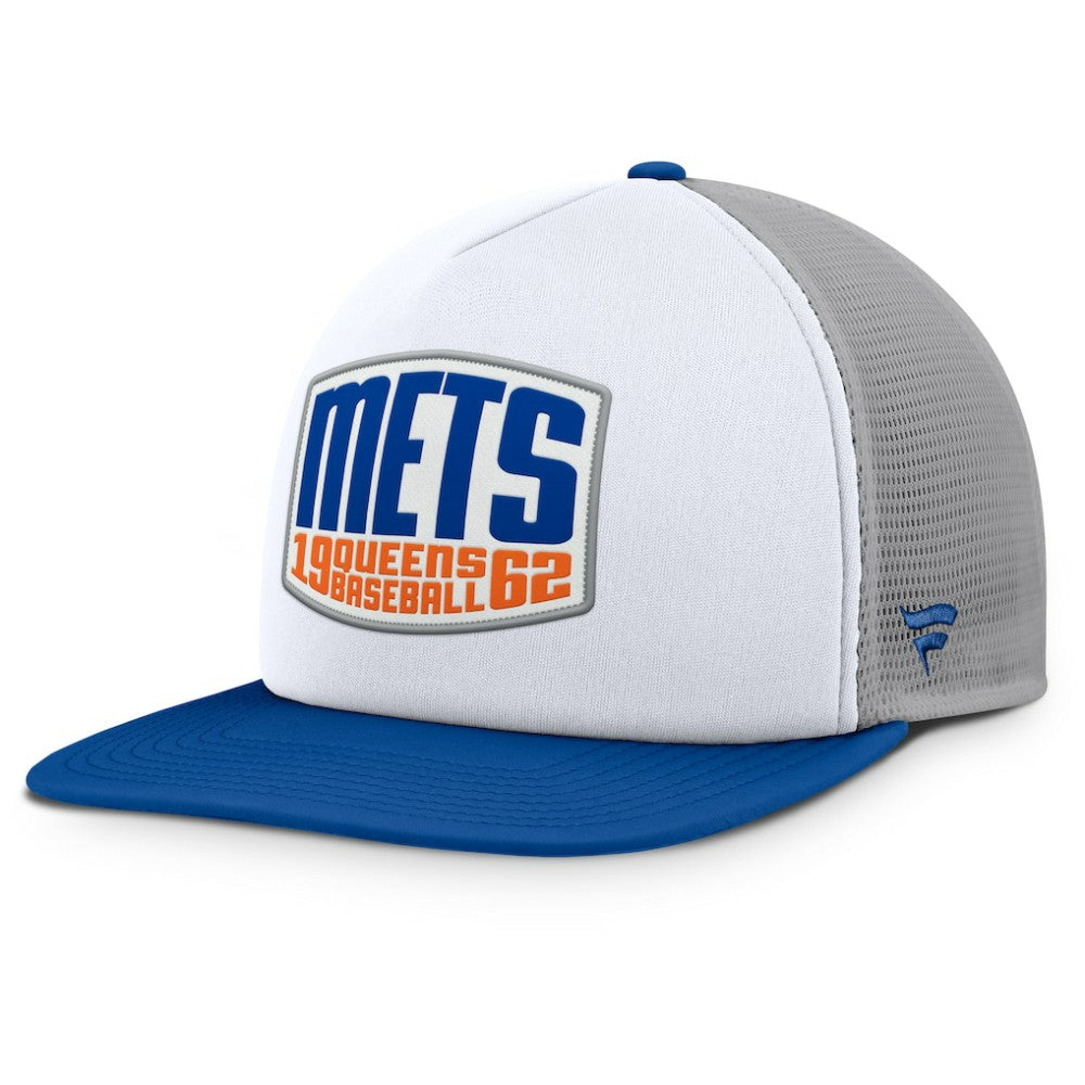 New York Mets Fanatics Cranked Foam Front Patch Trucker Adjustable Hat - Gray/White - Fanatics Lifestyle