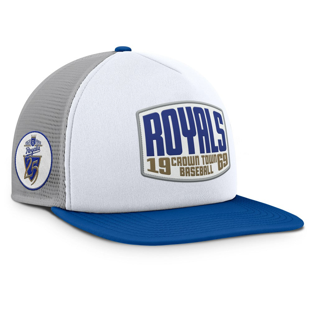 Kansas City Royals Fanatics Cranked Foam Front Patch Trucker Adjustable Hat - Gray/White - Fanatics Online