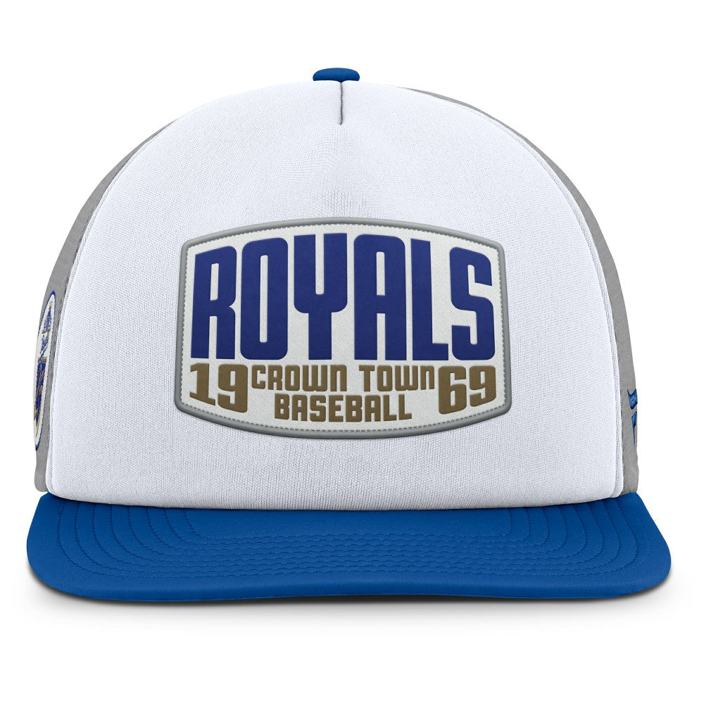 Kansas City Royals Fanatics Cranked Foam Front Patch Trucker Adjustable Hat - Gray/White - Fanatics Online
