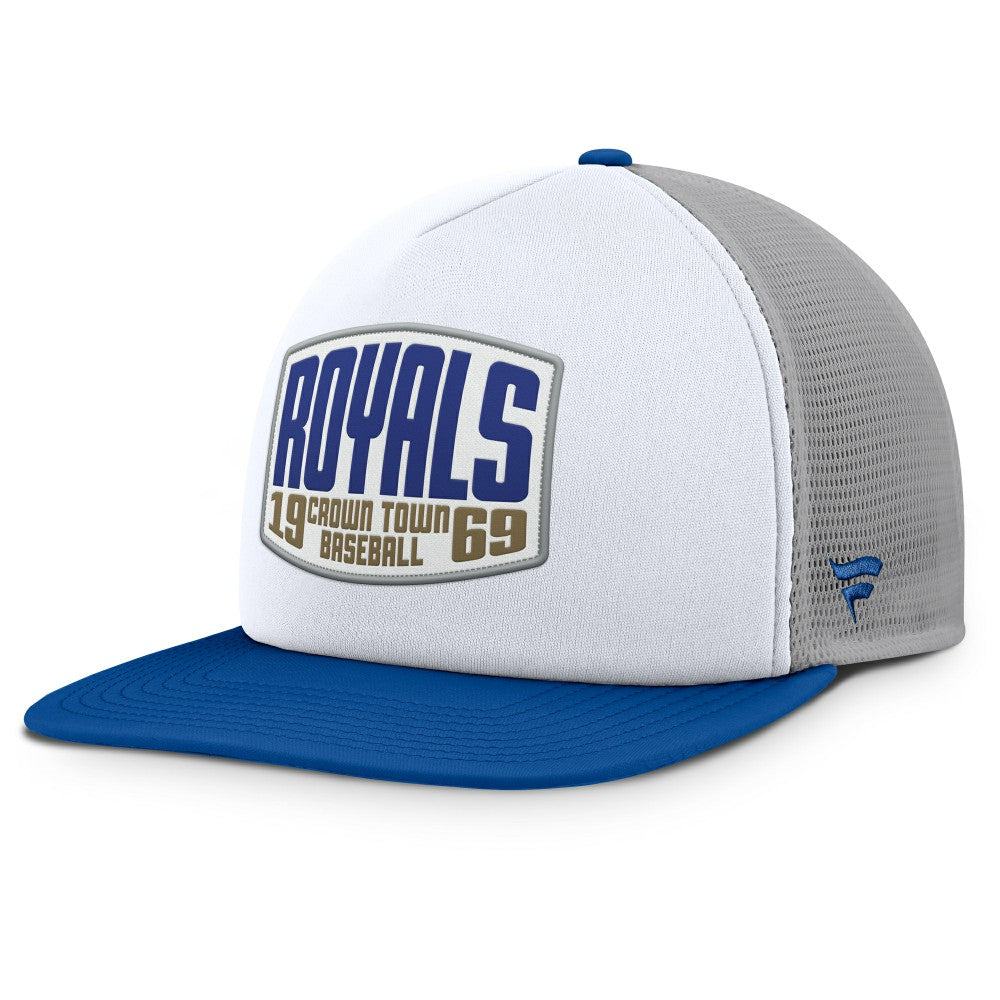 Kansas City Royals Fanatics Cranked Foam Front Patch Trucker Adjustable Hat - Gray/White - Fanatics Online