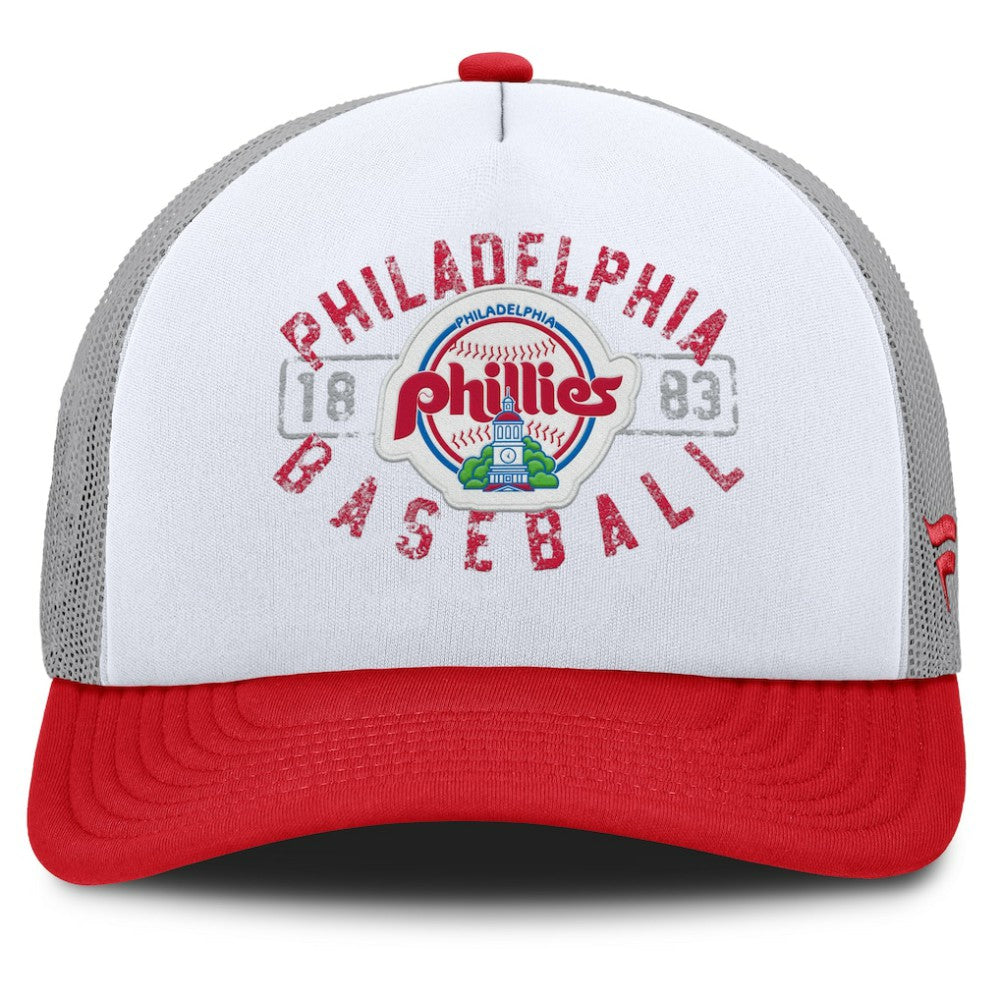 Philadelphia Phillies Fanatics Designated A-Frame Foam Front Trucker Adjustable Hat - White/Red - Fanatics on Sale