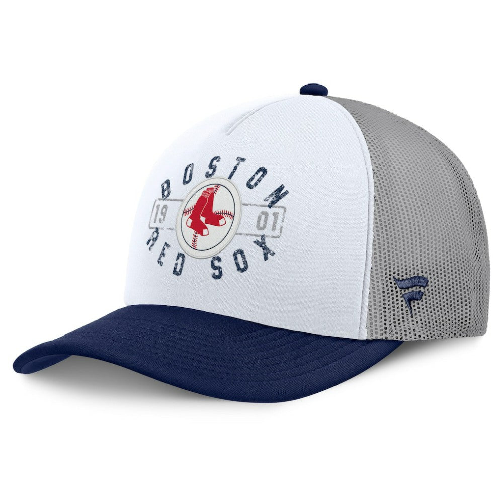 Boston Red Sox Fanatics Designated A-Frame Foam Front Trucker Adjustable Hat - White/Navy - Fanatics Sale