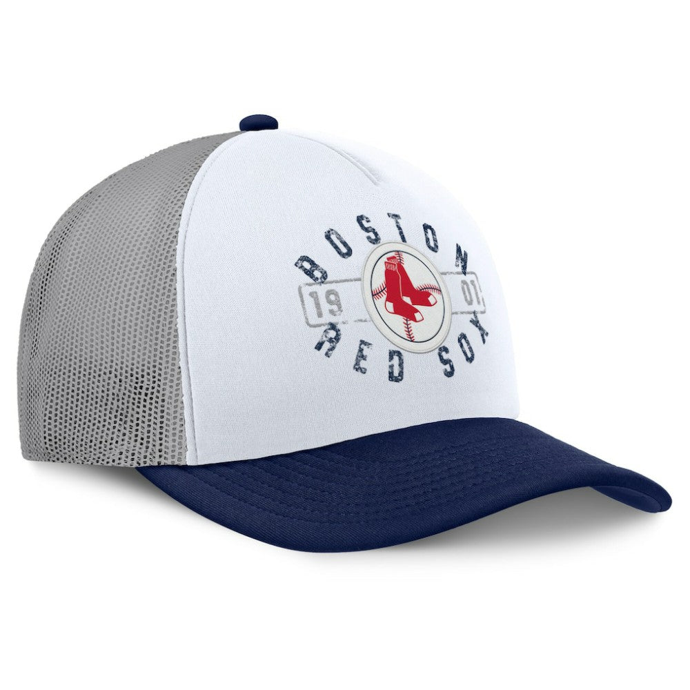 Boston Red Sox Fanatics Designated A-Frame Foam Front Trucker Adjustable Hat - White/Navy - Fanatics Sale