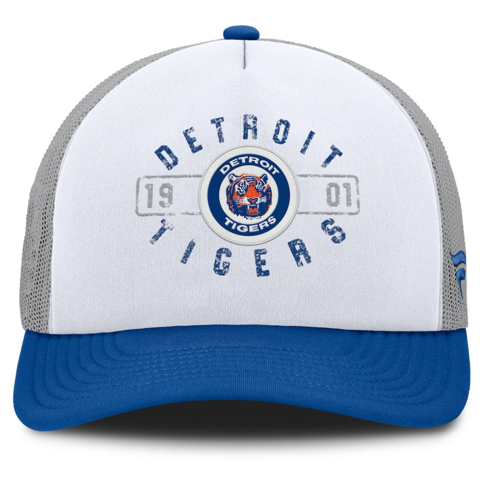 Detroit Tigers Fanatics Designated A-Frame Foam Front Trucker Adjustable Hat - White/Navy - Fanatics Discount