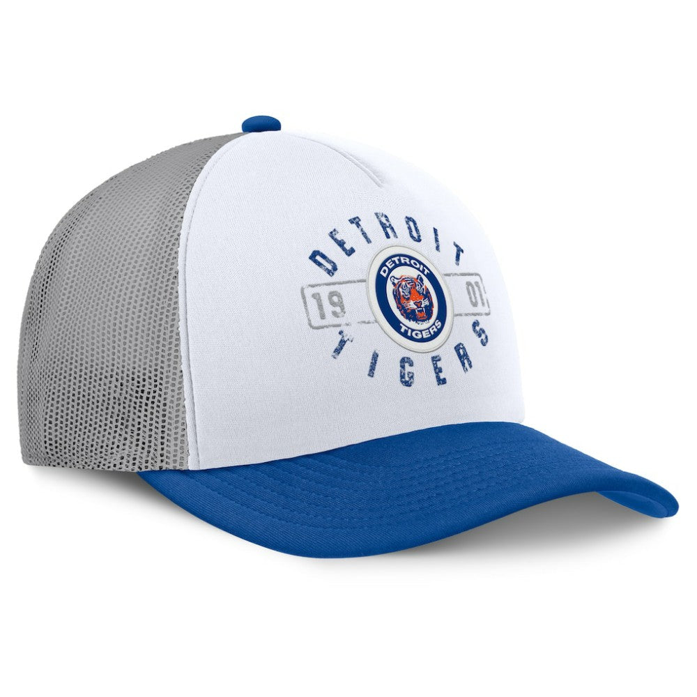 Detroit Tigers Fanatics Designated A-Frame Foam Front Trucker Adjustable Hat - White/Navy - Fanatics Discount