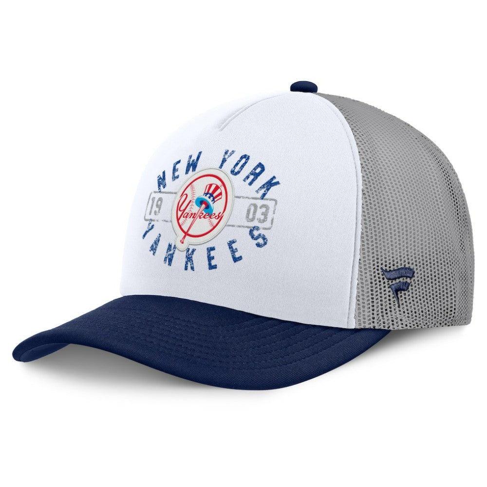 New York Yankees Fanatics Designated A-Frame Foam Front Trucker Adjustable Hat - White/Navy - Fanatics Sale