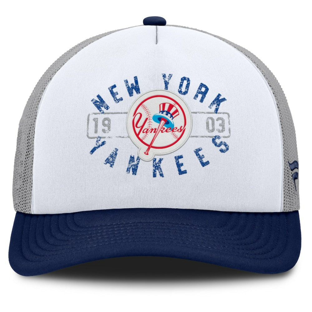 New York Yankees Fanatics Designated A-Frame Foam Front Trucker Adjustable Hat - White/Navy - Fanatics Sale