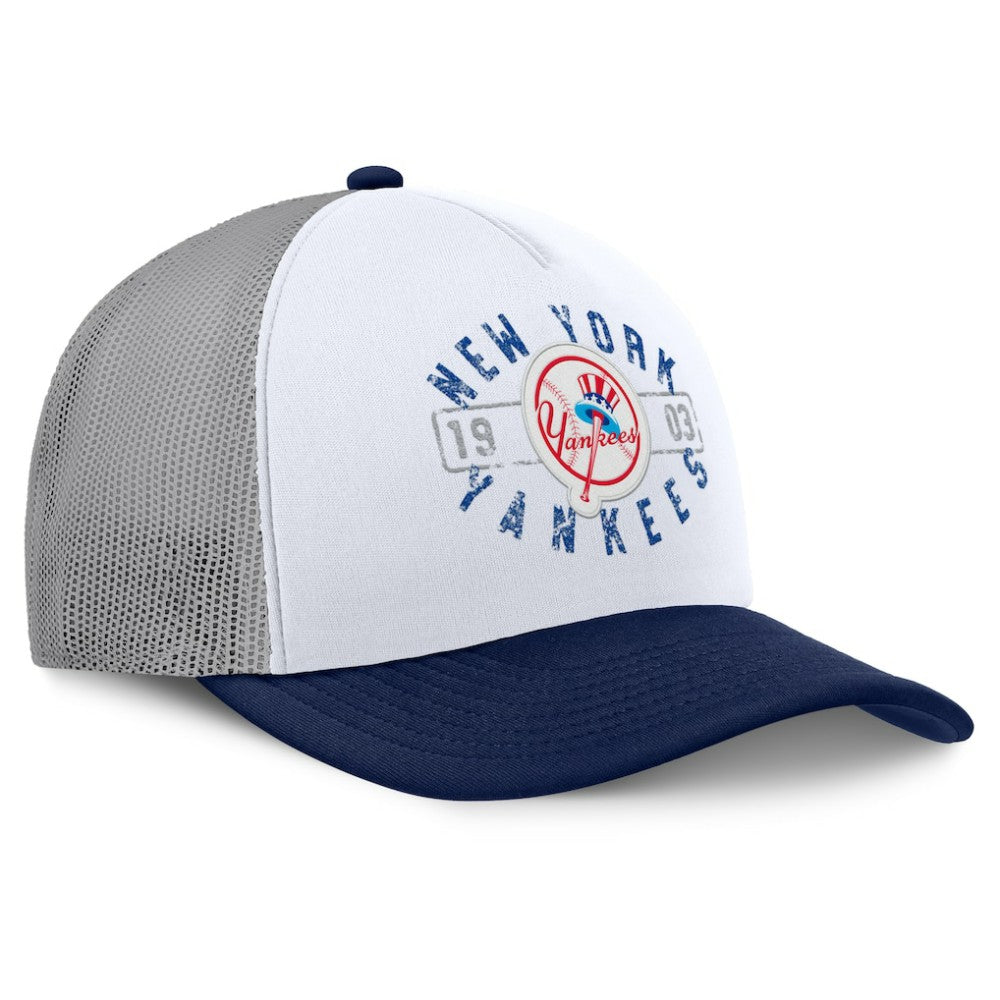 New York Yankees Fanatics Designated A-Frame Foam Front Trucker Adjustable Hat - White/Navy - Fanatics Sale