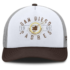 San Diego Padres Fanatics Designated A-Frame Foam Front Trucker Adjustable Hat - White/Brown - Fanatics on Sale