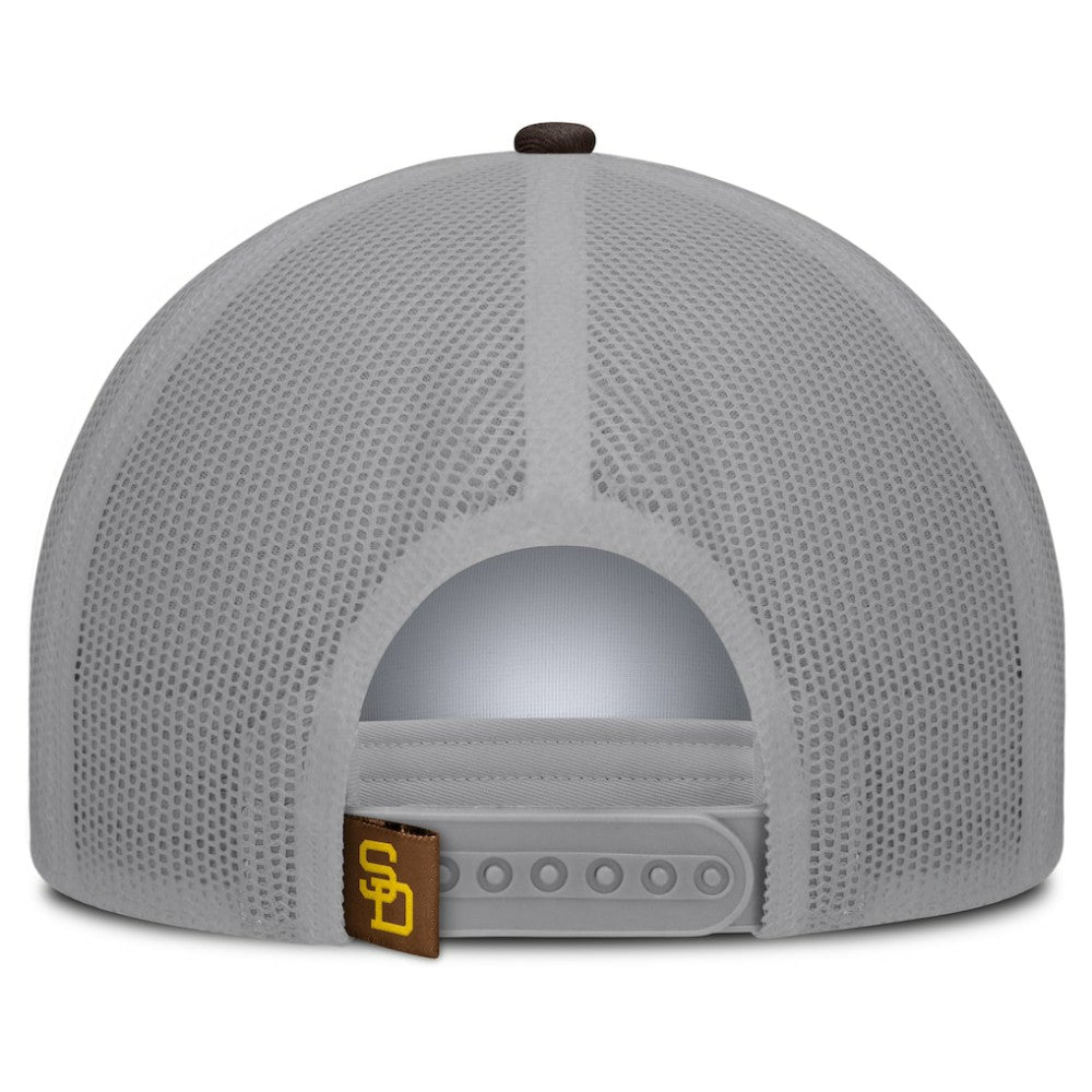 San Diego Padres Fanatics Designated A-Frame Foam Front Trucker Adjustable Hat - White/Brown - Fanatics on Sale