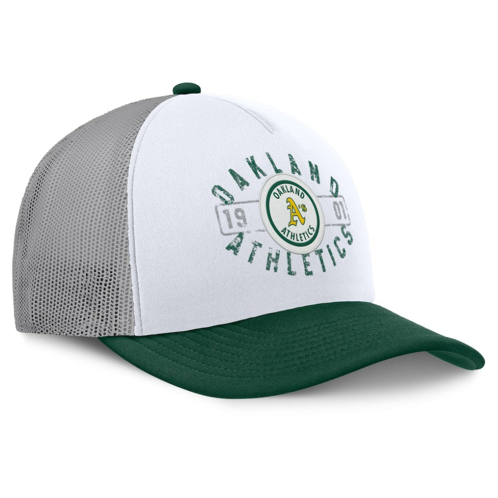 Athletics Fanatics Designated A-Frame Foam Front Trucker Adjustable Hat - White/Green - Fanatics on Sale