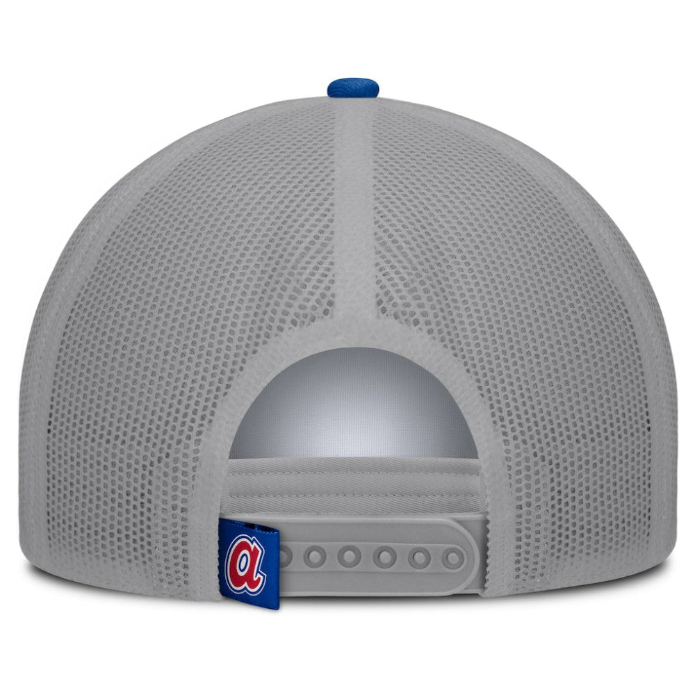 Atlanta Braves Fanatics Designated A-Frame Foam Front Trucker Adjustable Hat - White/Royal - Fanatics Lifestyle