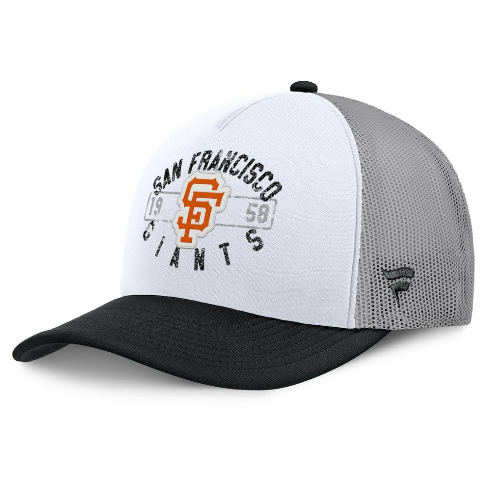 San Francisco Giants Fanatics Designated A-Frame Foam Front Trucker Adjustable Hat - White/Black - Fanatics Online