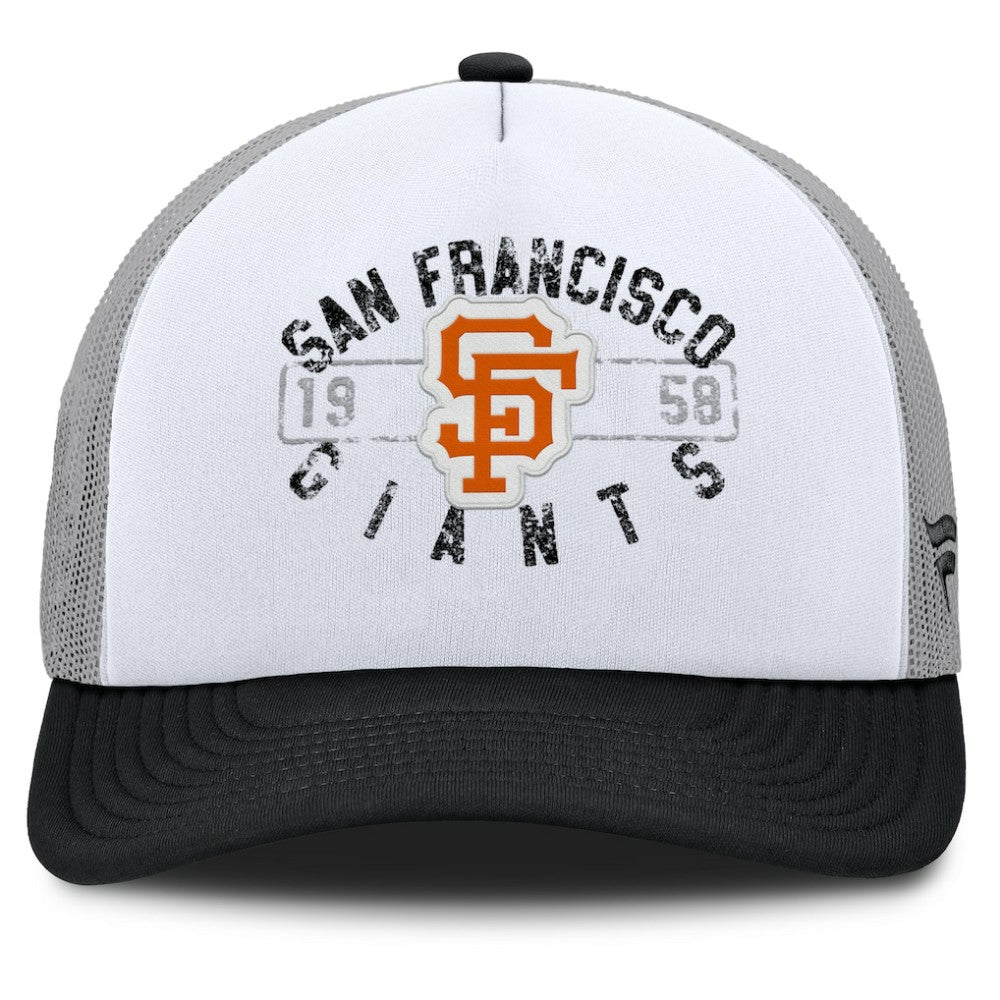 San Francisco Giants Fanatics Designated A-Frame Foam Front Trucker Adjustable Hat - White/Black - Fanatics Online