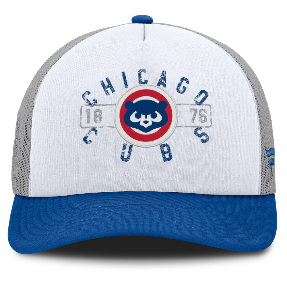 Chicago Cubs Fanatics Designated A-Frame Foam Front Trucker Adjustable Hat - White/Royal - Fanatics Lifestyle