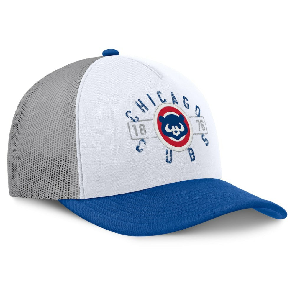 Chicago Cubs Fanatics Designated A-Frame Foam Front Trucker Adjustable Hat - White/Royal - Fanatics Lifestyle