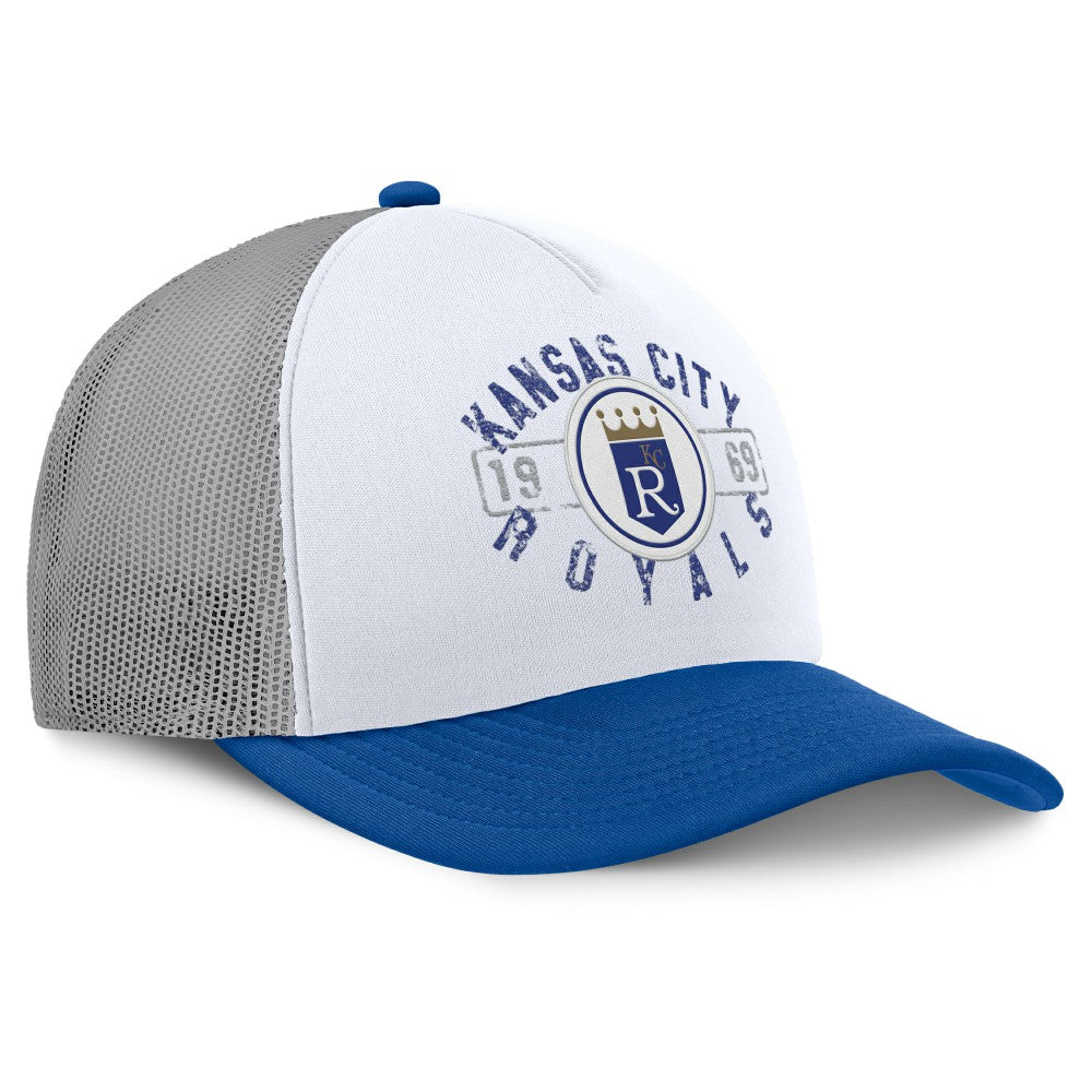 Kansas City Royals Fanatics Designated A-Frame Foam Front Trucker Adjustable Hat - White/Royal - Fanatics Online