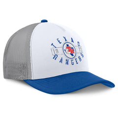 Texas Rangers Fanatics Designated A-Frame Foam Front Trucker Adjustable Hat - White/Royal - Fanatics Discount