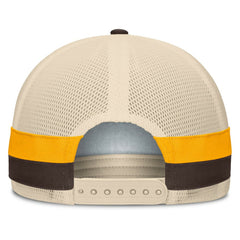 San Diego Padres Fanatics Inherited Side Stripe Trucker Adjustable Hat - Brown/Natural - Fanatics Discount