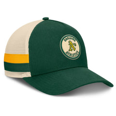 Athletics Fanatics Inherited Side Stripe Trucker Adjustable Hat - Green/Natural - Fanatics on Sale