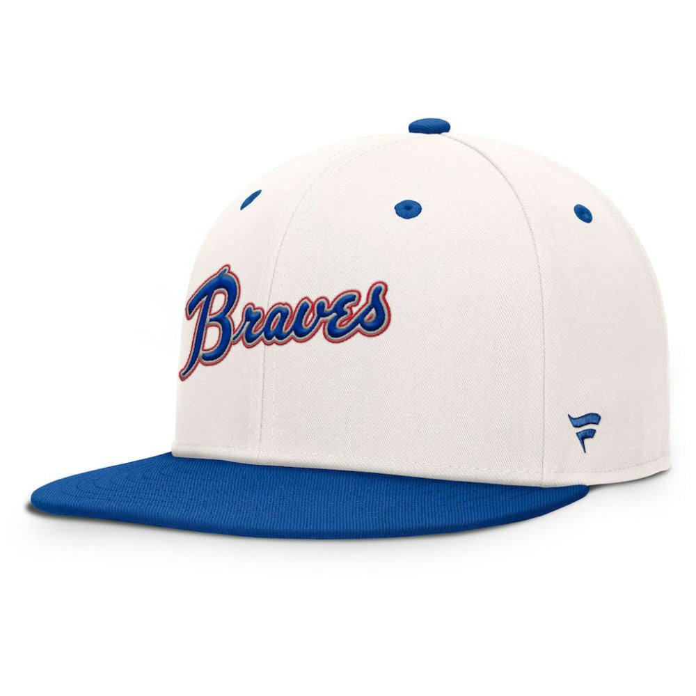 Atlanta Braves Fanatics Unit Fitted Hat - Cream/Royal - Fanatics Lifestyle