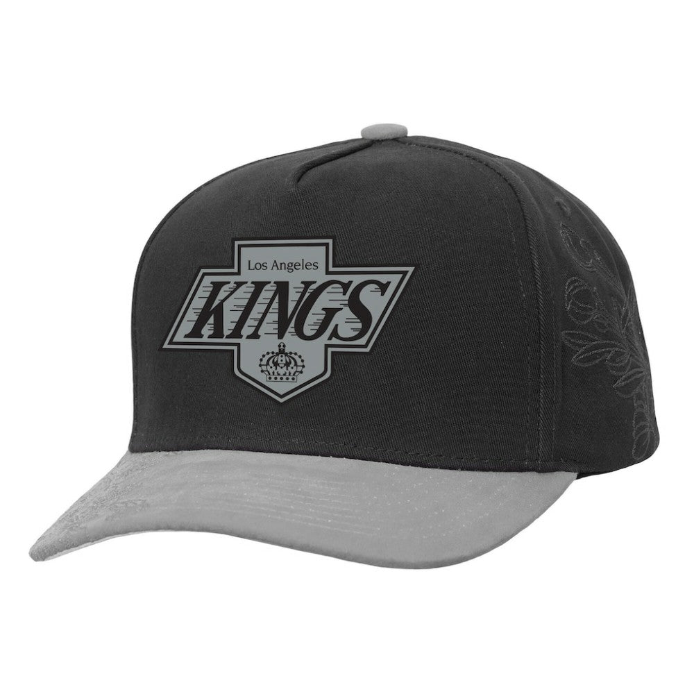 Los Angeles Kings Mitchell & Ness May Flowers Pro Crown Adjustable Hat - Black/Silver - NHL 202492200