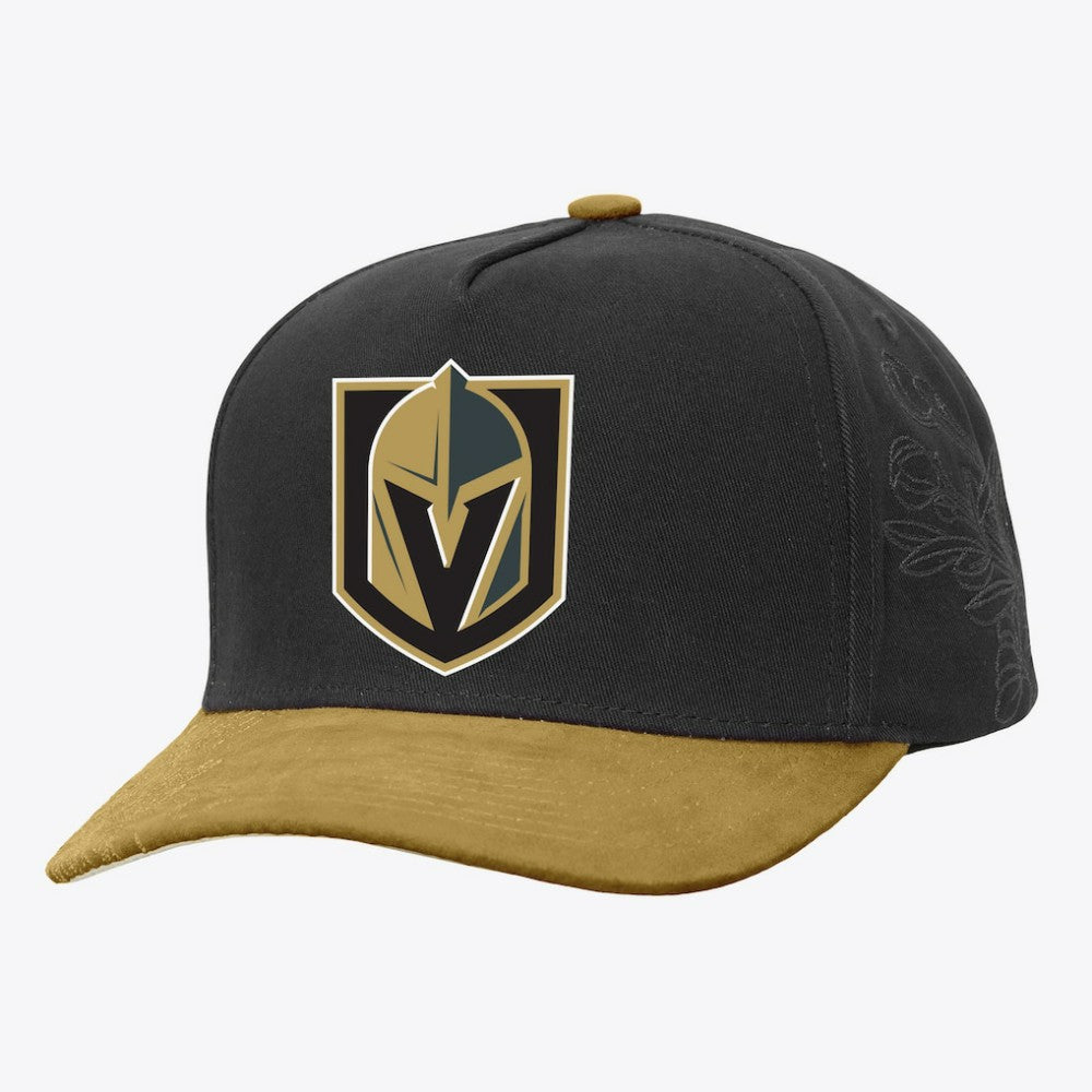 Vegas Golden Knights Mitchell & Ness May Flowers Pro Crown Adjustable Hat - Black/Gold - NHL 202492220