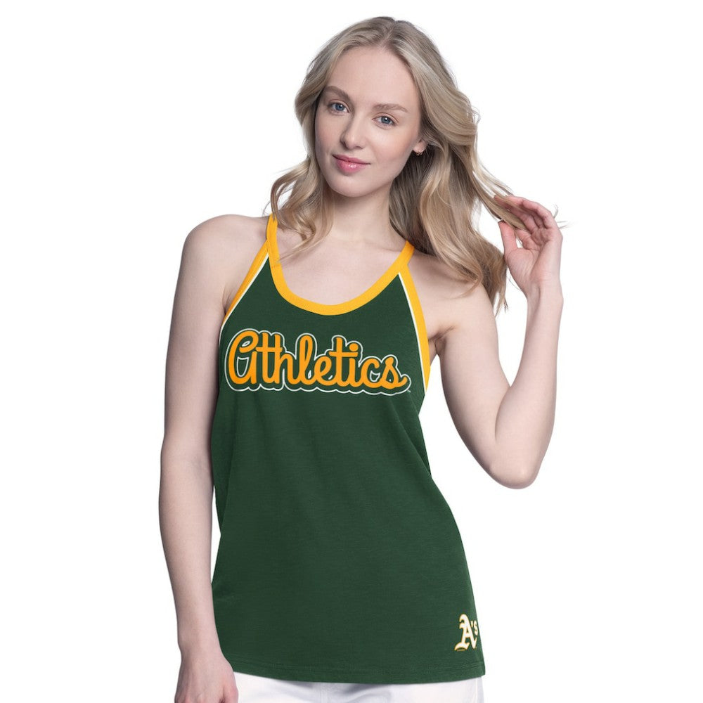 Athletics G-III 4Her by Carl Banks Women's Curveball Racerback Tank Top - Green - MLB Lifestyle