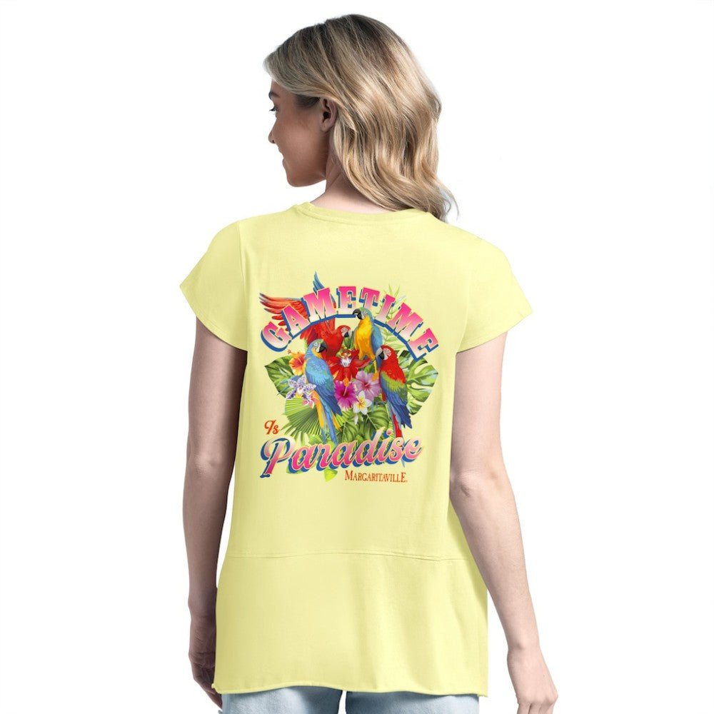 San Diego Padres Margaritaville Women's Gametime is Paradise T-Shirt - Yellow - MLB Lifestyle