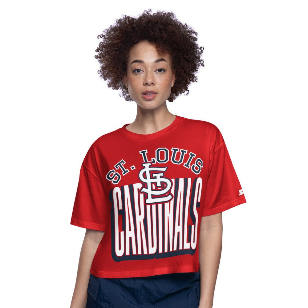 St. Louis Cardinals Starter Women's Play the Ball Boxy Cropped T-Shirt - Red - MLB Discount