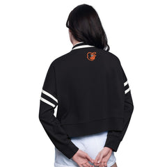 Baltimore Orioles Starter Women's Power Play Cropped Pullover Sweatshirt - Black - MLB Discount